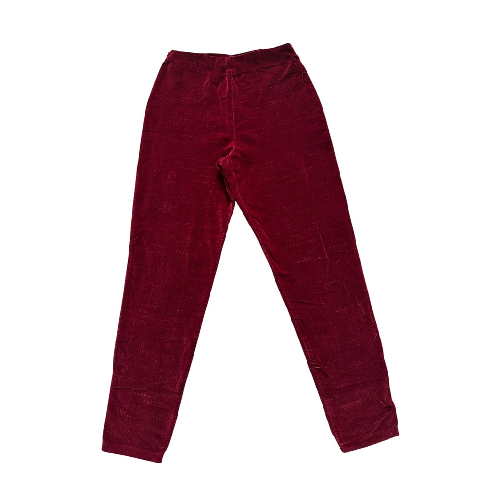 Dark Academia Country‎ Road Burgundy Textured Velvet Skinny Pants L